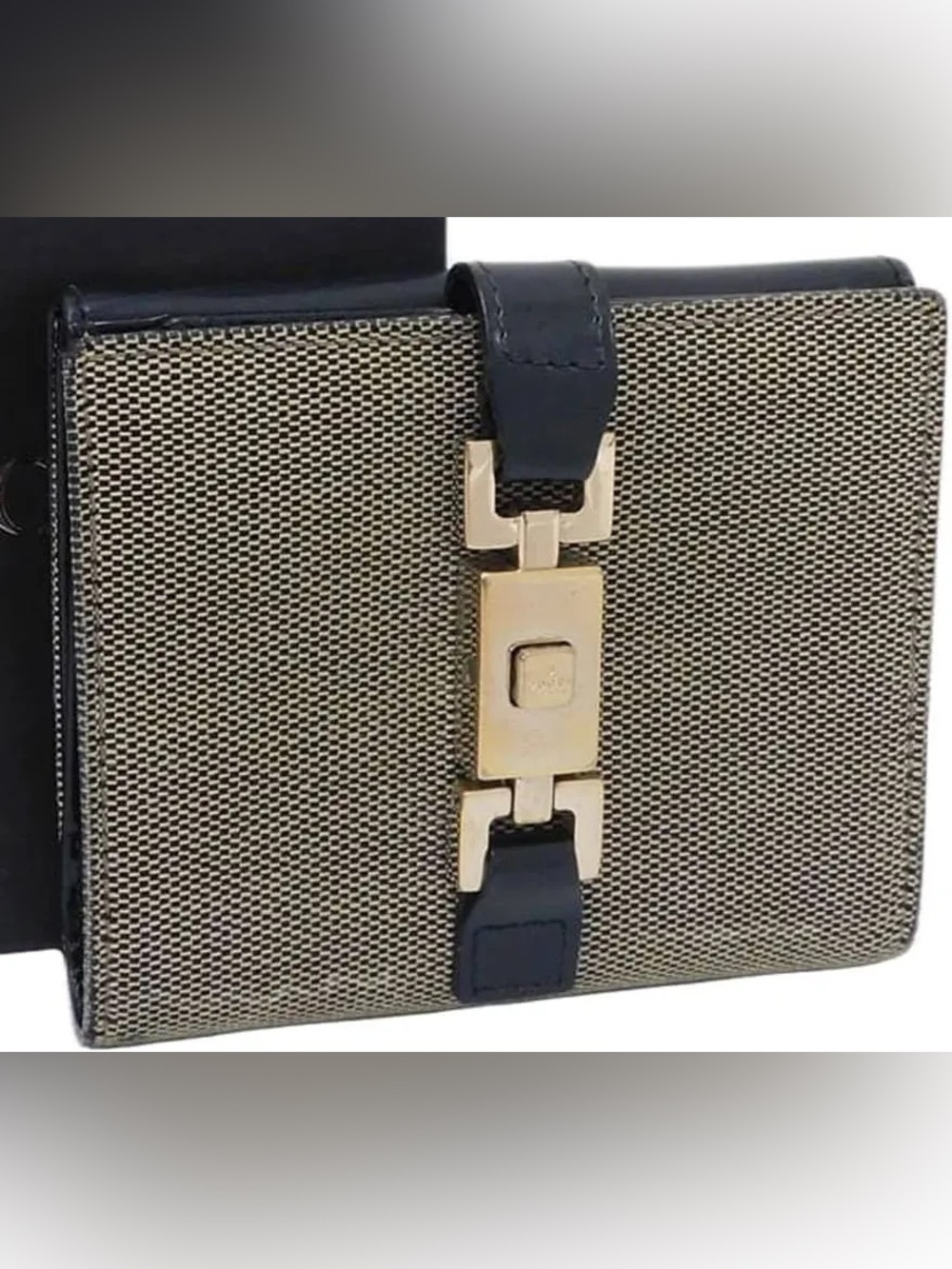 Vintage Gucci Jackie 1961 Bifold Wallet Black/Beige